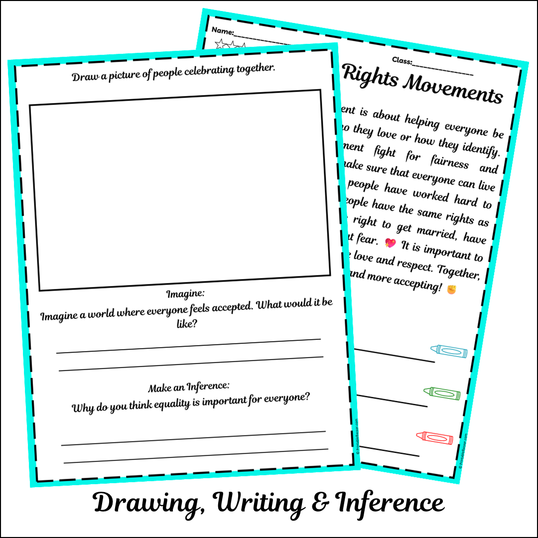 LGBTQ+ Rights Movements | Short Reading Comprehension Creative Worksheet
