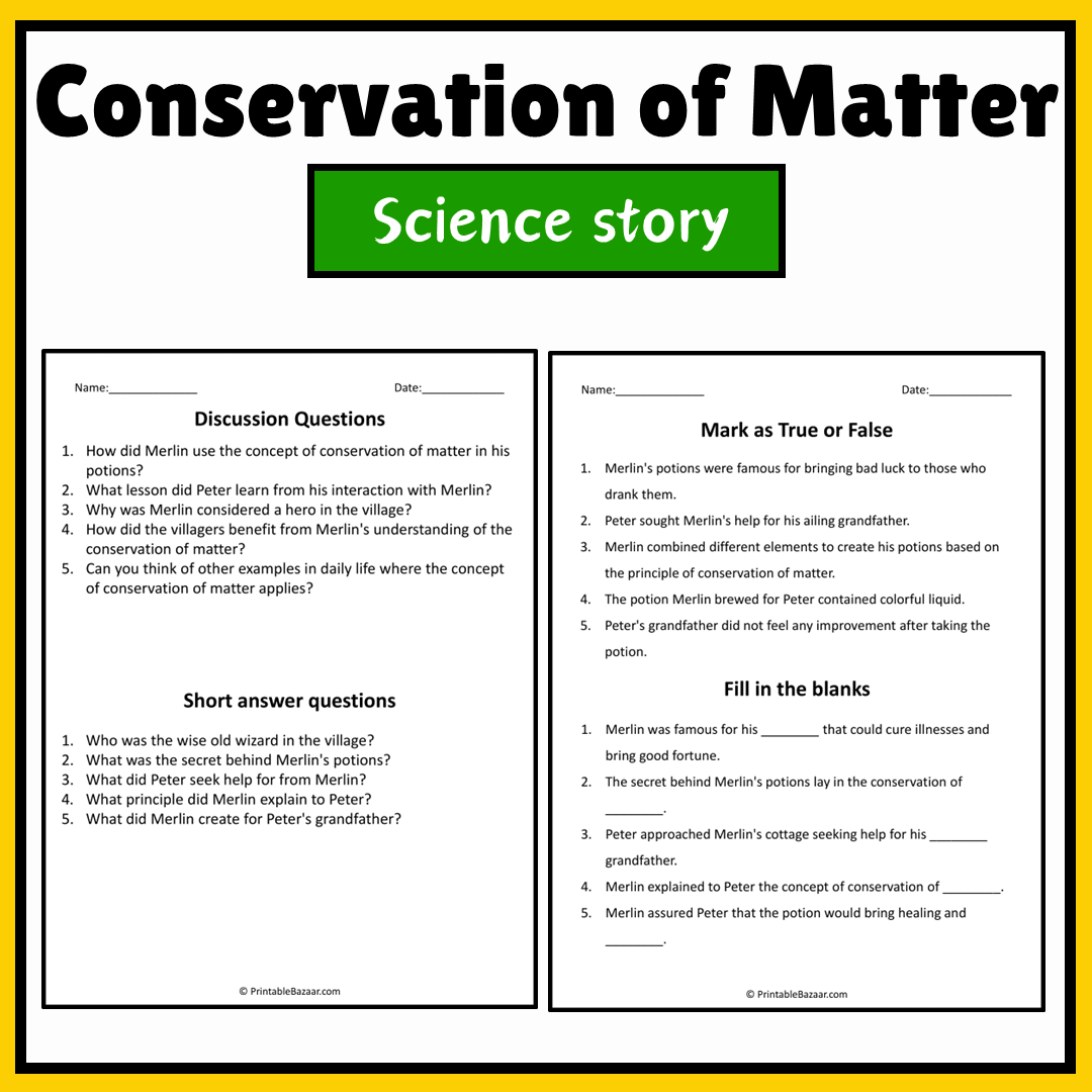 Conservation of Matter | Science Story Reading Comprehension Activity