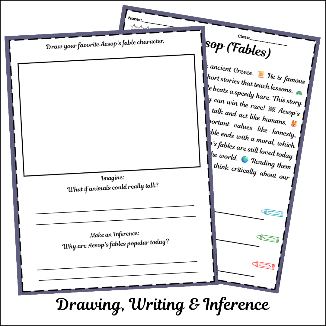 Aesop (Fables) | Short Reading Comprehension Creative Worksheet