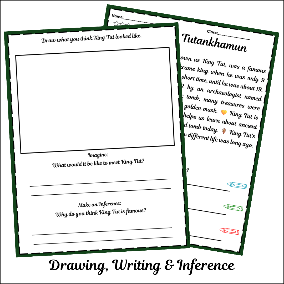 King Tutankhamun | Short Reading Comprehension Creative Worksheet