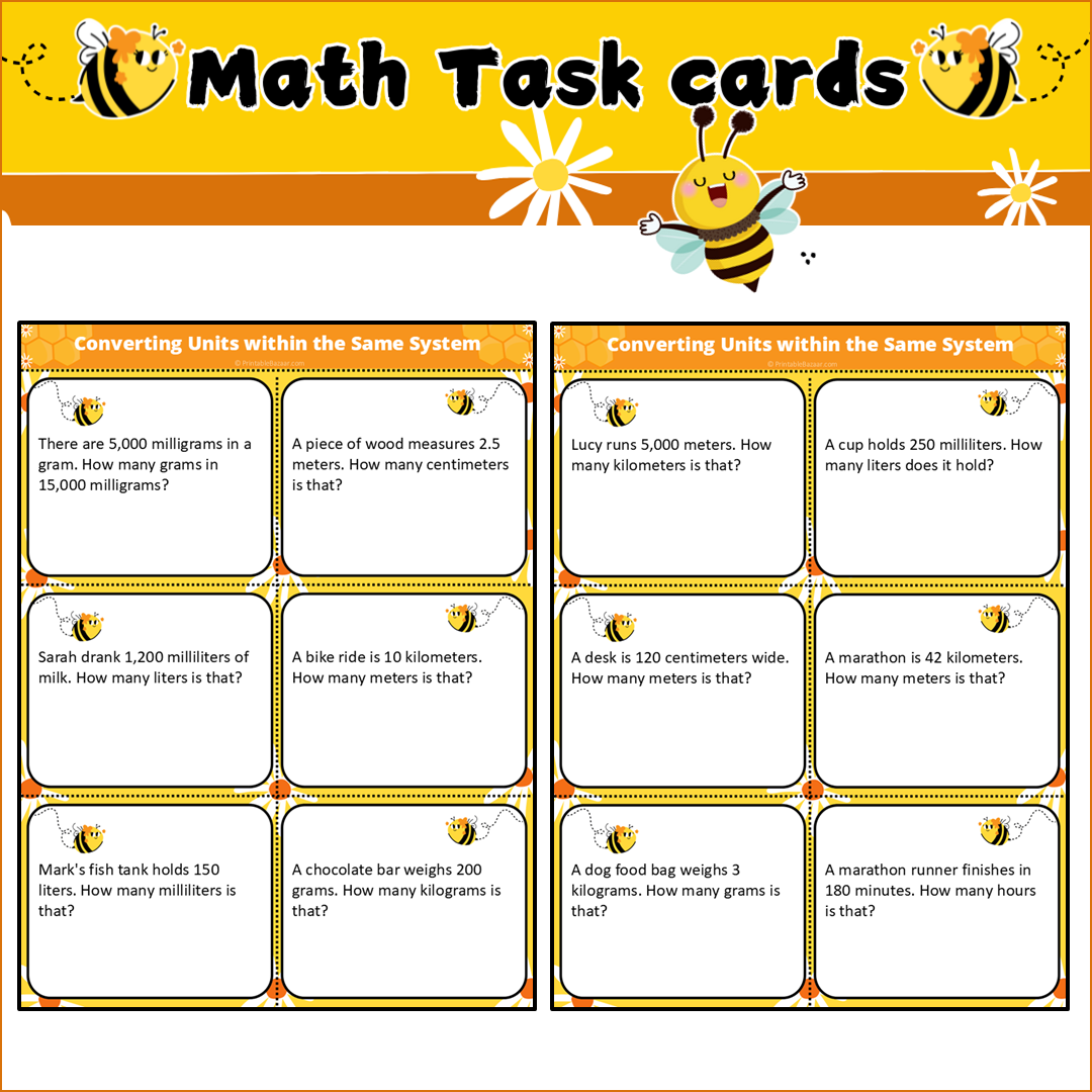 Converting Units within the Same System | Math Task Cards