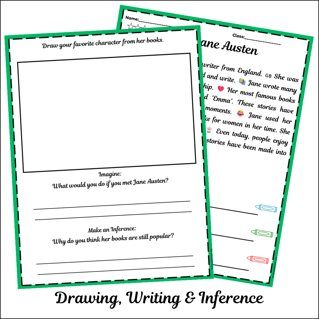 Jane Austen | Short Reading Comprehension Creative Worksheet