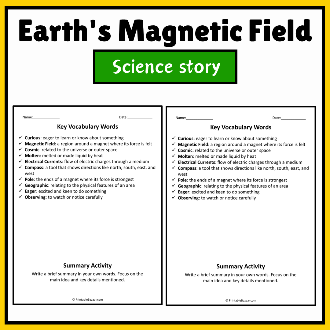 Earth's Magnetic Field | Science Story Reading Comprehension Activity