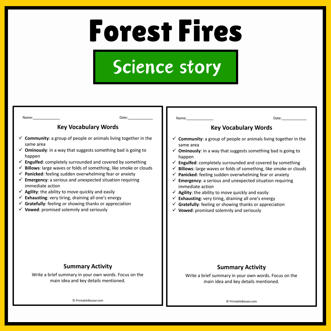 Forest Fires | Science Story Reading Comprehension Activity