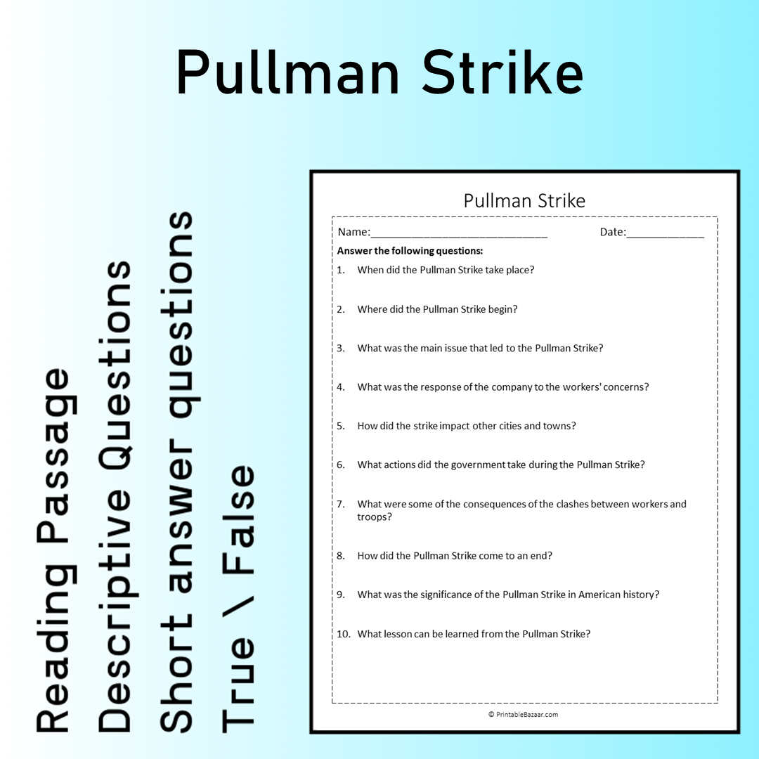 Pullman Strike | Reading Comprehension Passage Printable Worksheet