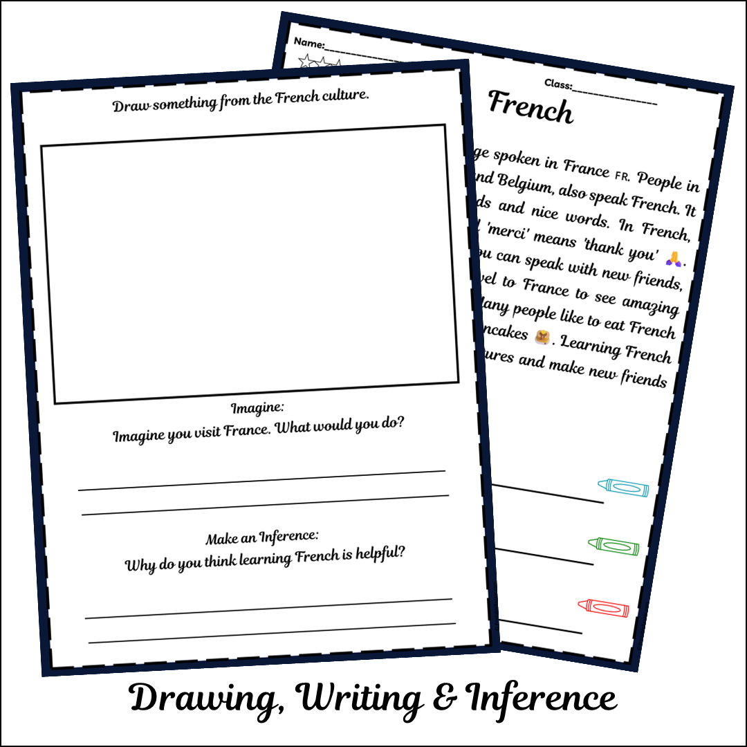 French | Short Reading Comprehension Creative Worksheet