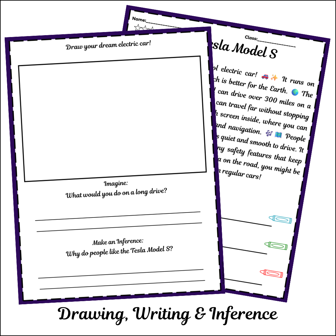 Tesla Model S | Short Reading Comprehension Creative Worksheet