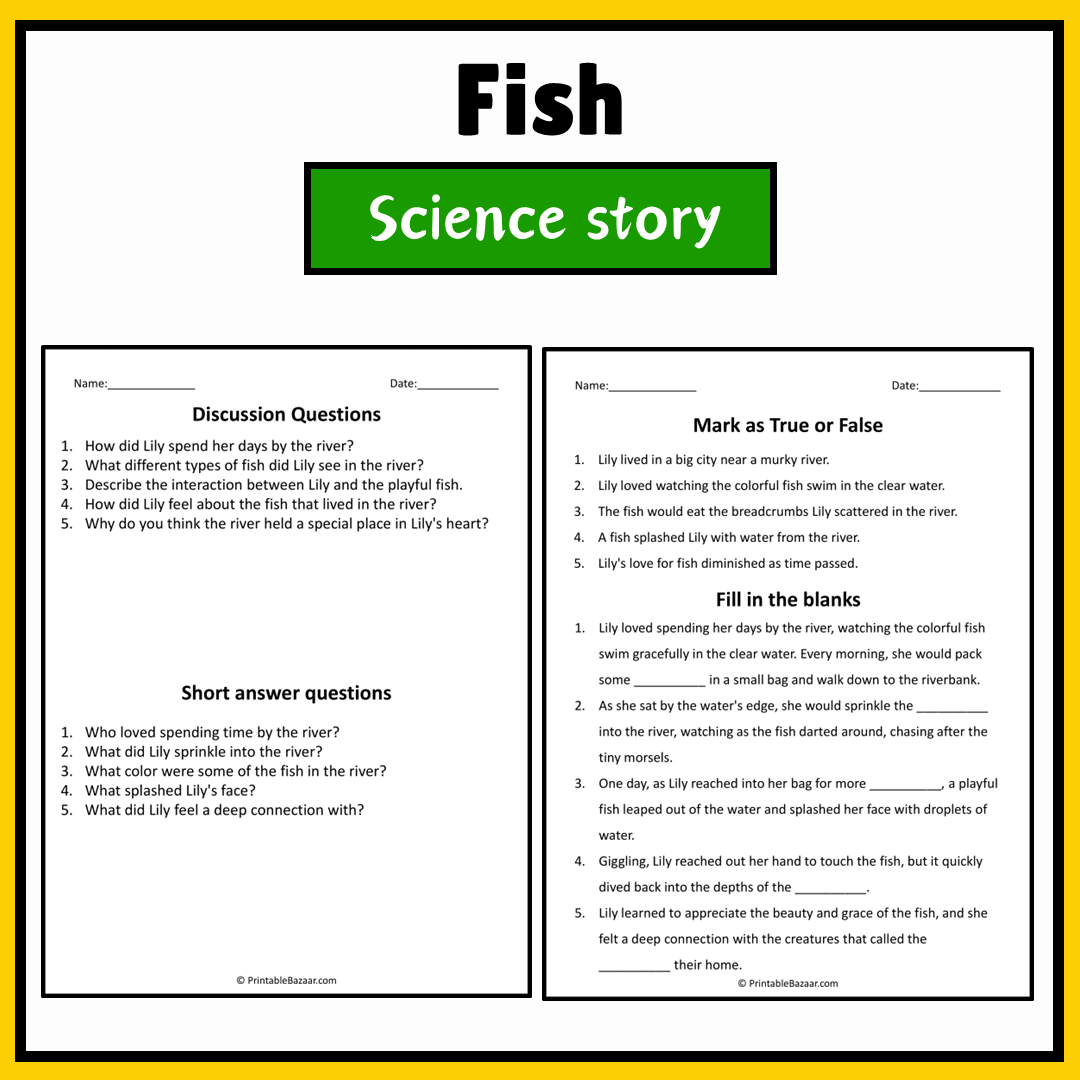 Fish | Science Story Reading Comprehension Activity
