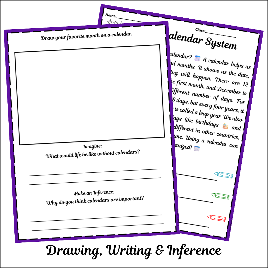 The Calendar System | Short Reading Comprehension Creative Worksheet