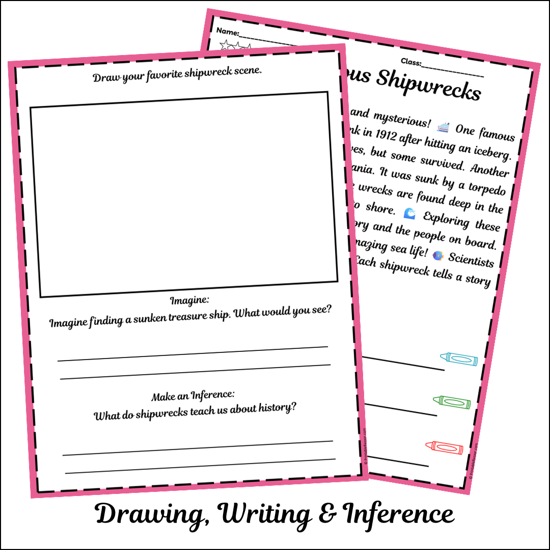 Famous Shipwrecks | Short Reading Comprehension Creative Worksheet