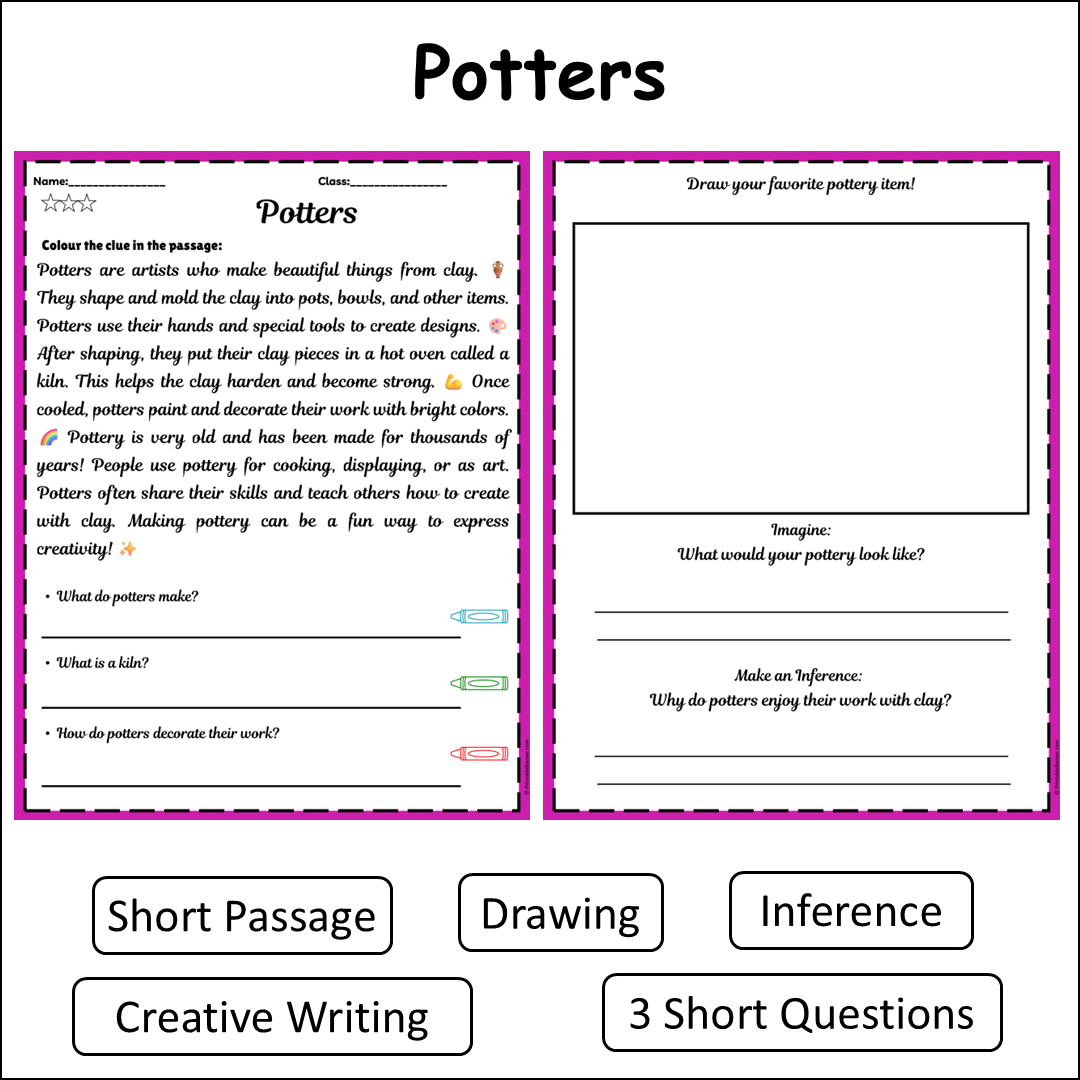 Potters | Short Reading Comprehension Creative Worksheet