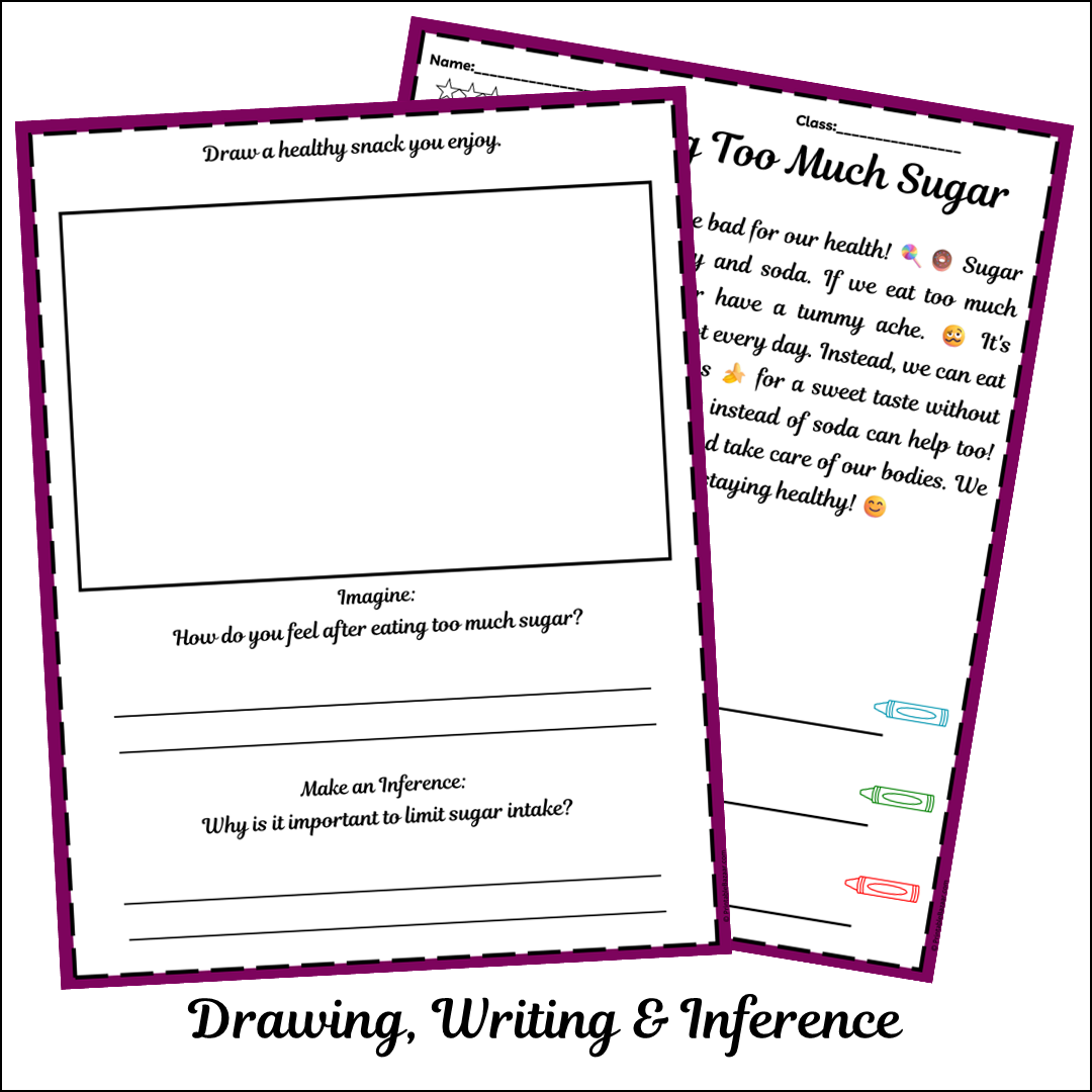 Avoiding Too Much Sugar | Short Reading Comprehension Creative Worksheet
