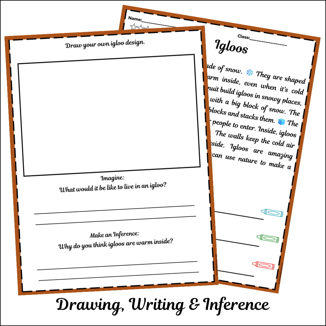 Igloos | Short Reading Comprehension Creative Worksheet
