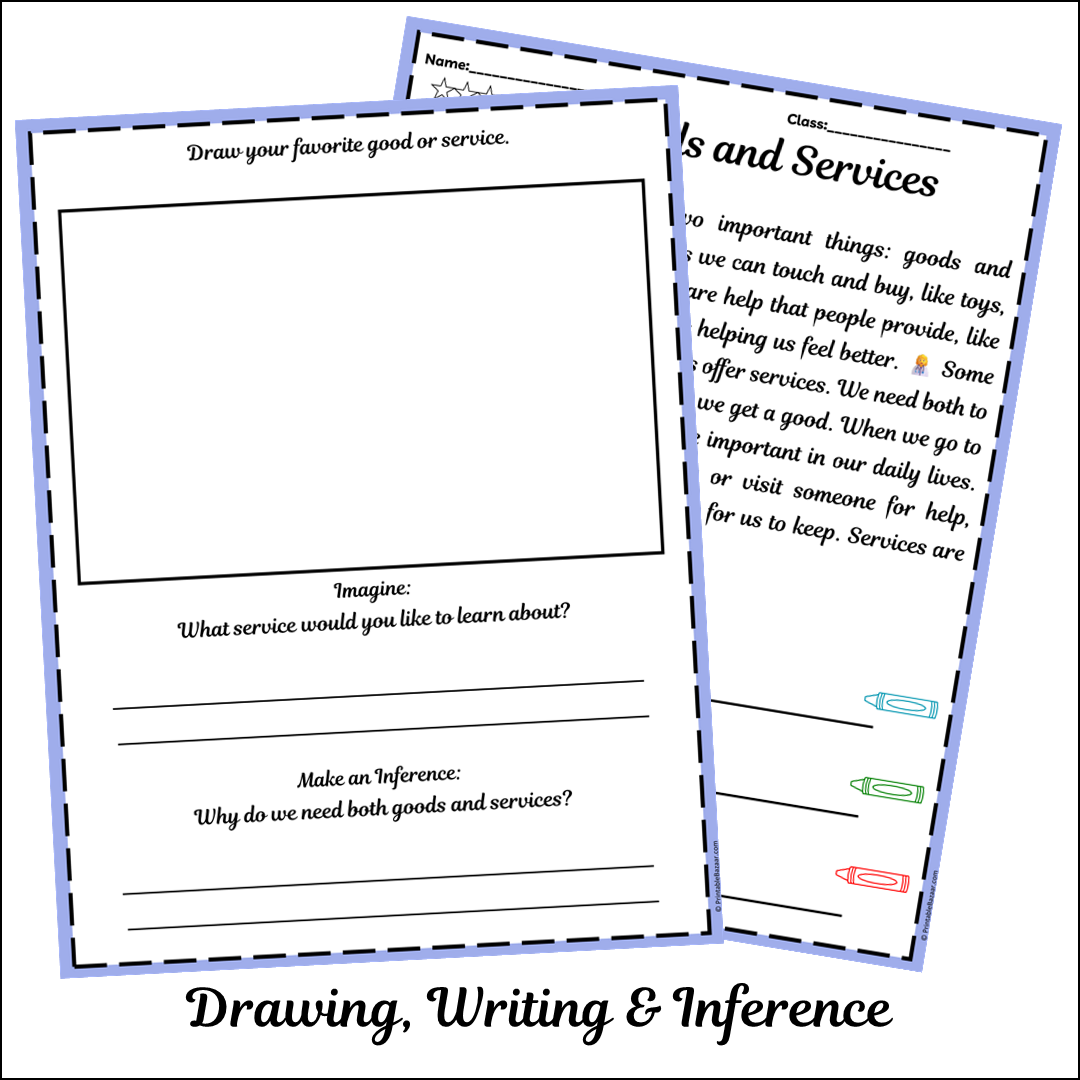 Goods and Services | Short Reading Comprehension Creative Worksheet