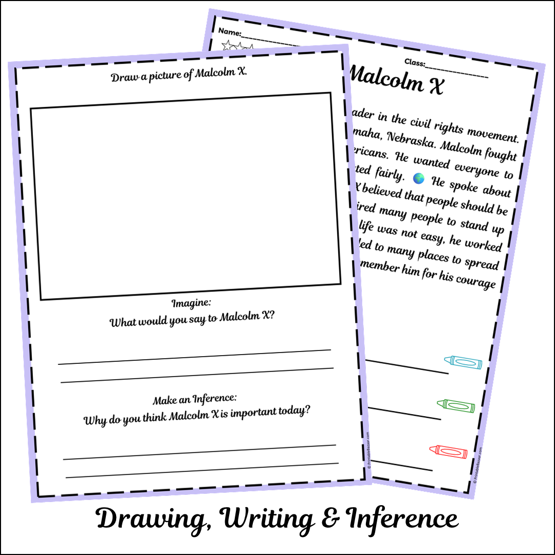 Malcolm X | Short Reading Comprehension Creative Worksheet