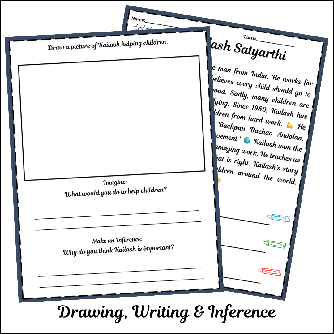 Kailash Satyarthi | Short Reading Comprehension Creative Worksheet