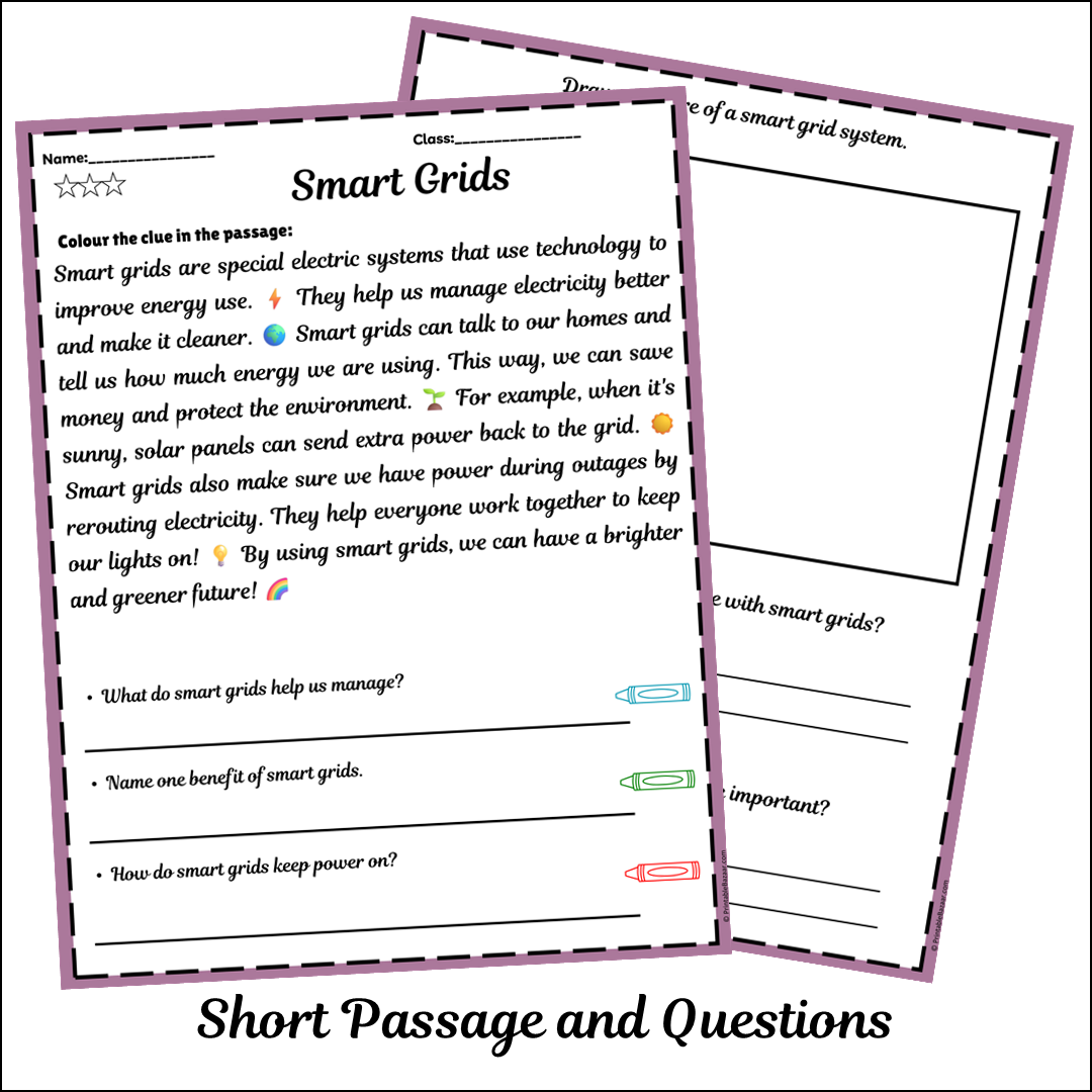 Smart Grids | Short Reading Comprehension Creative Worksheet