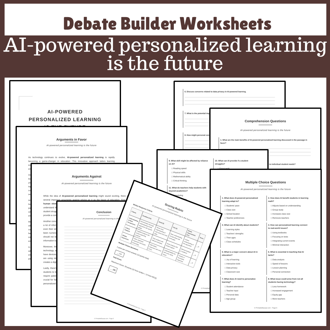 AI-powered personalized learning is the future | Favour and Against Worksheet Printable Activity