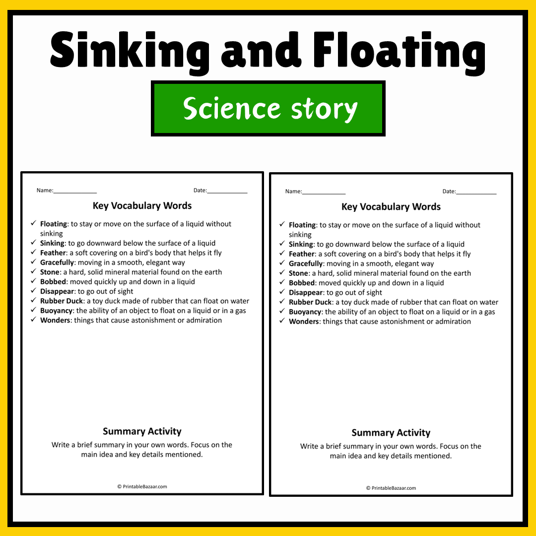 Sinking and Floating | Science Story Reading Comprehension Activity