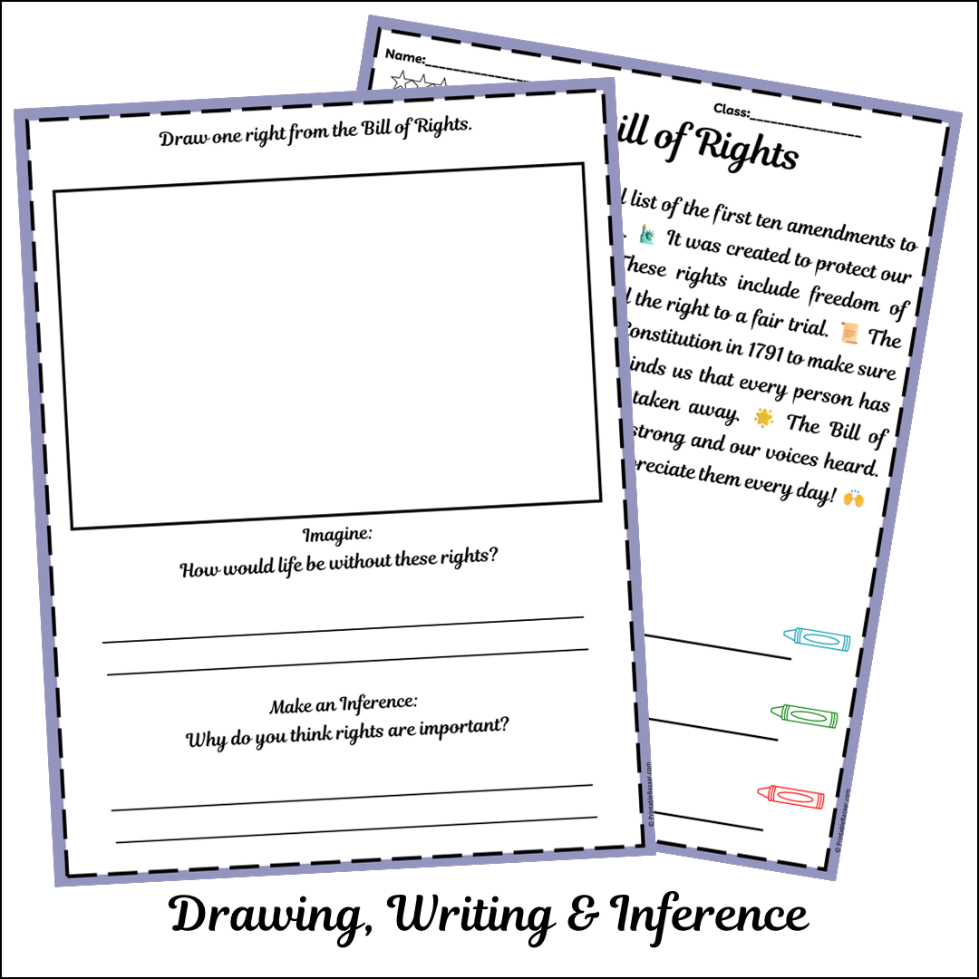 Bill of Rights | Short Reading Comprehension Creative Worksheet