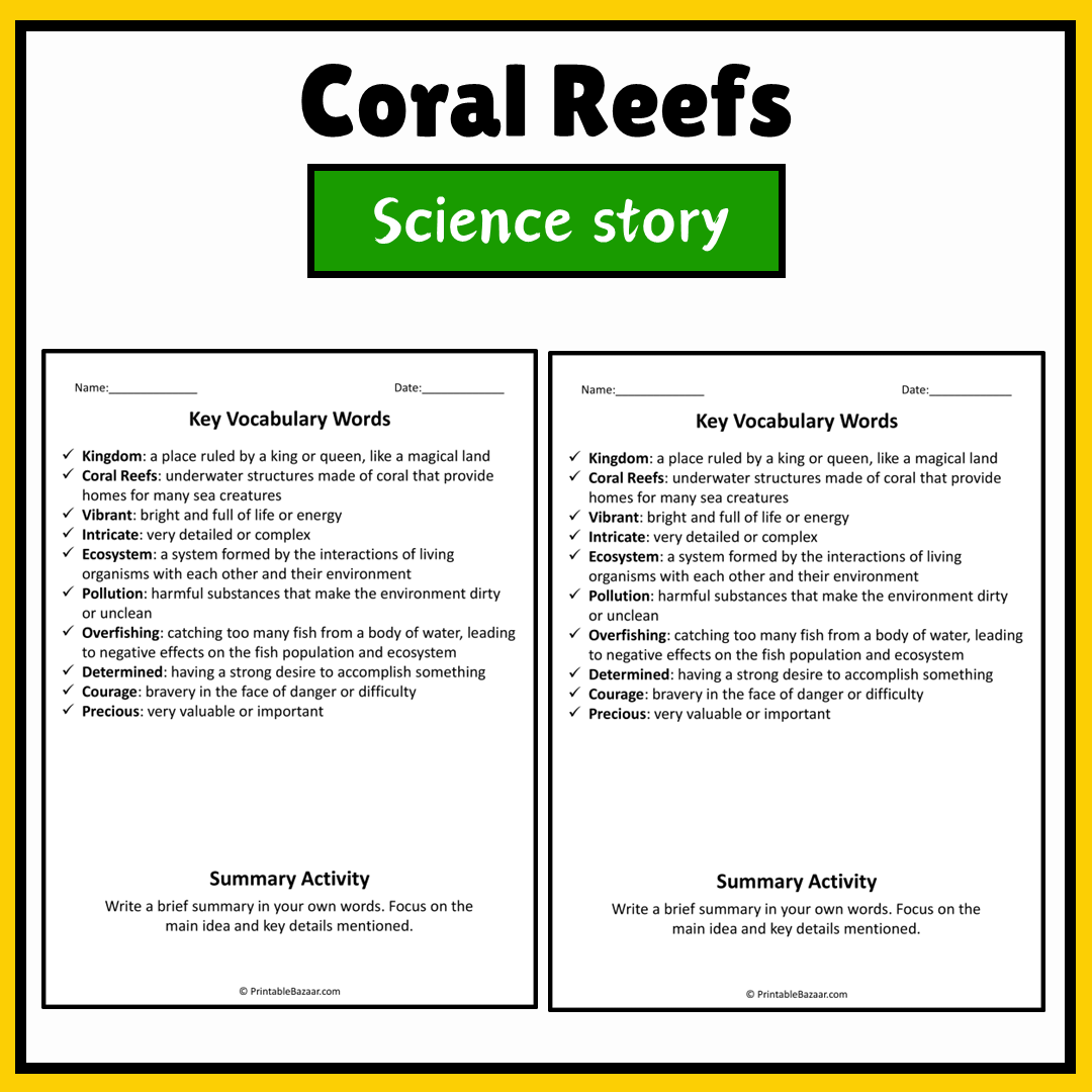 Coral Reefs | Science Story Reading Comprehension Activity
