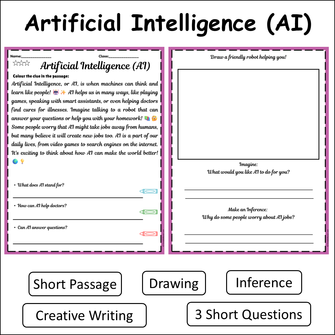 Artificial Intelligence (AI) | Short Reading Comprehension Creative Worksheet