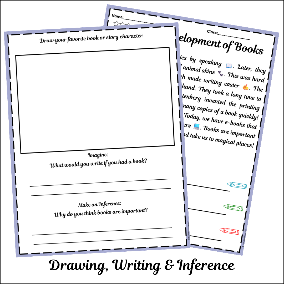The Development of Books | Short Reading Comprehension Creative Worksheet