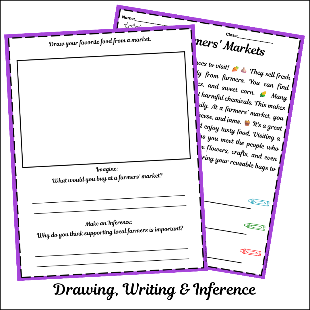 Farmers' Markets | Short Reading Comprehension Creative Worksheet