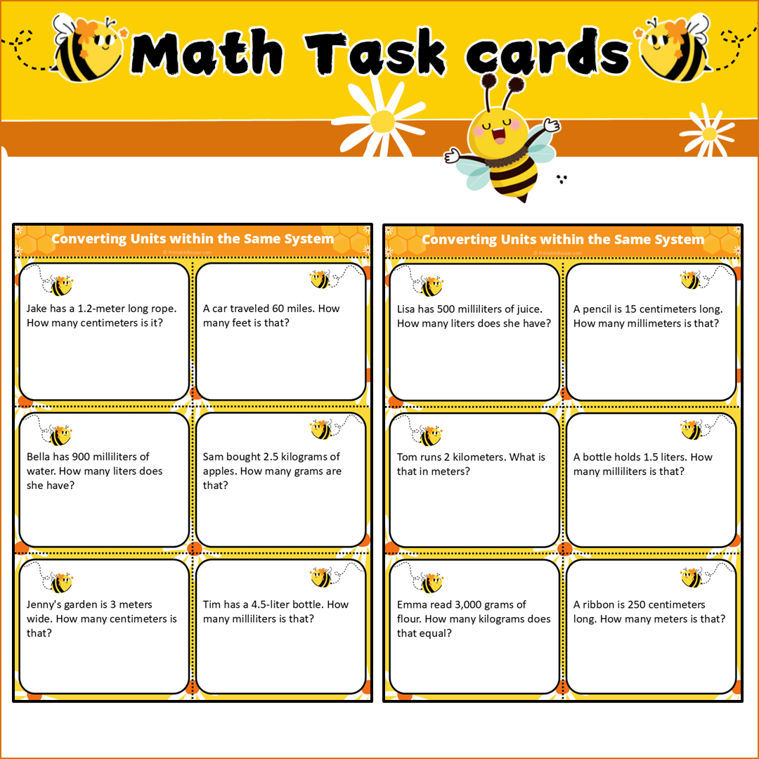Converting Units within the Same System | Math Task Cards