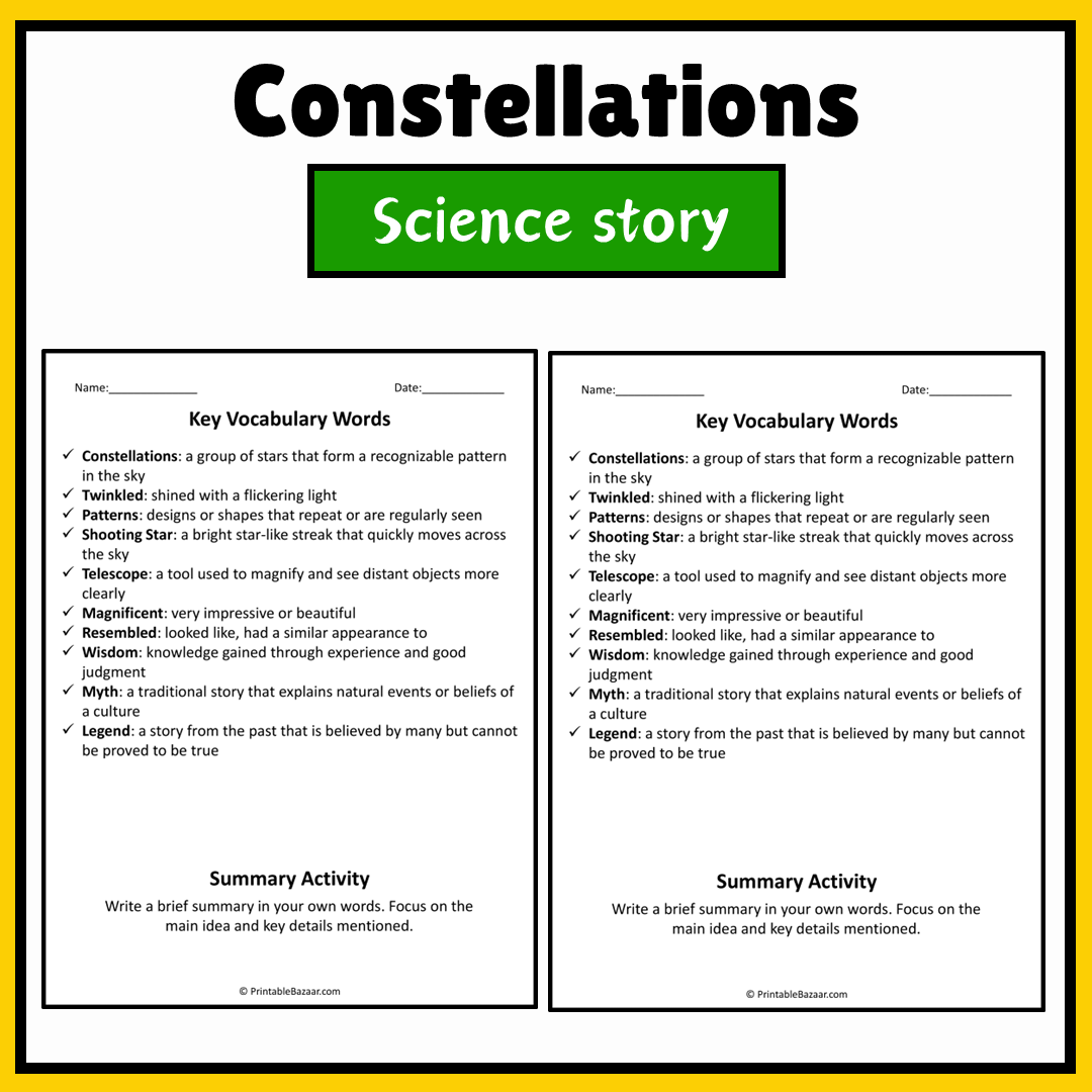 Constellations | Science Story Reading Comprehension Activity