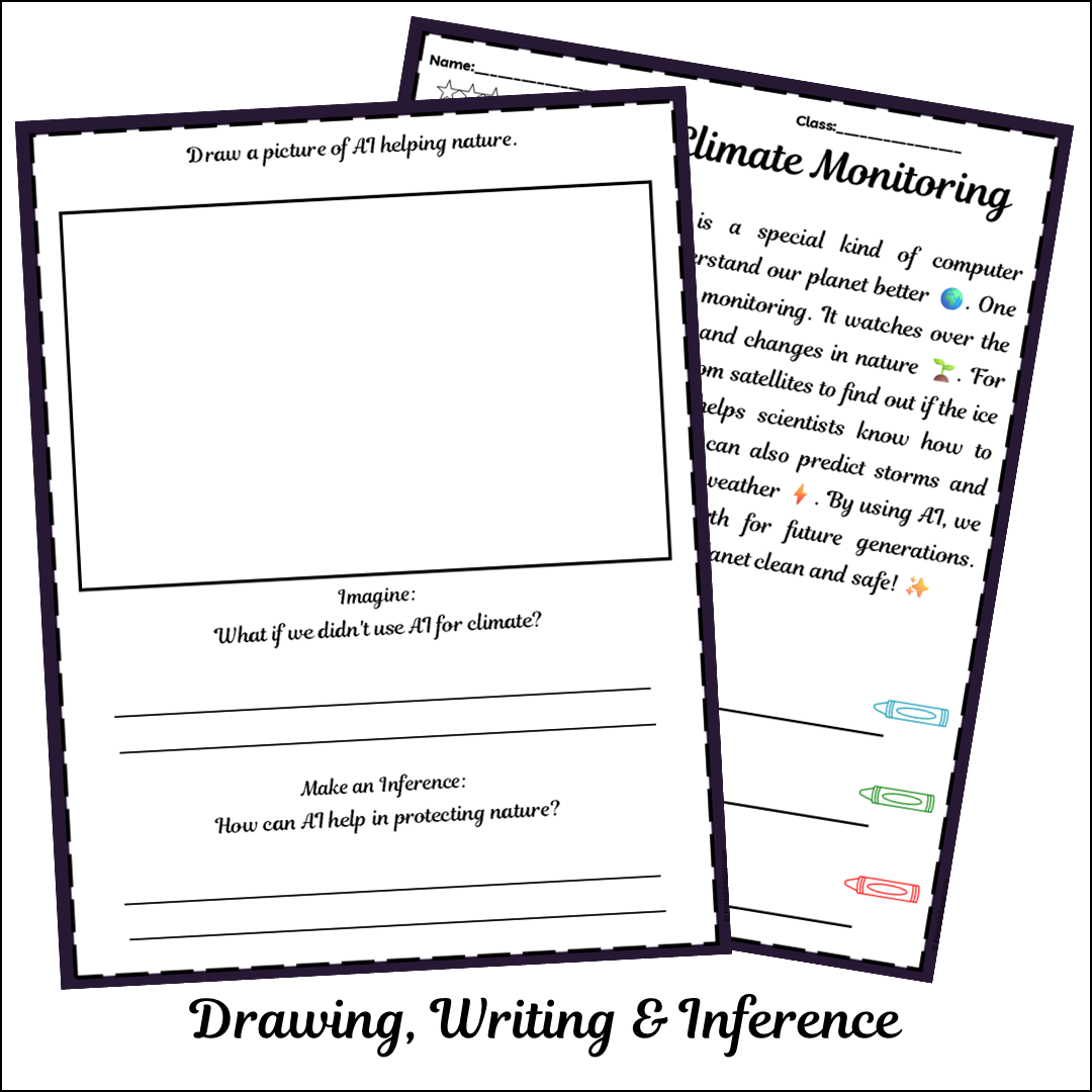 AI and Climate Monitoring | Short Reading Comprehension Creative Worksheet