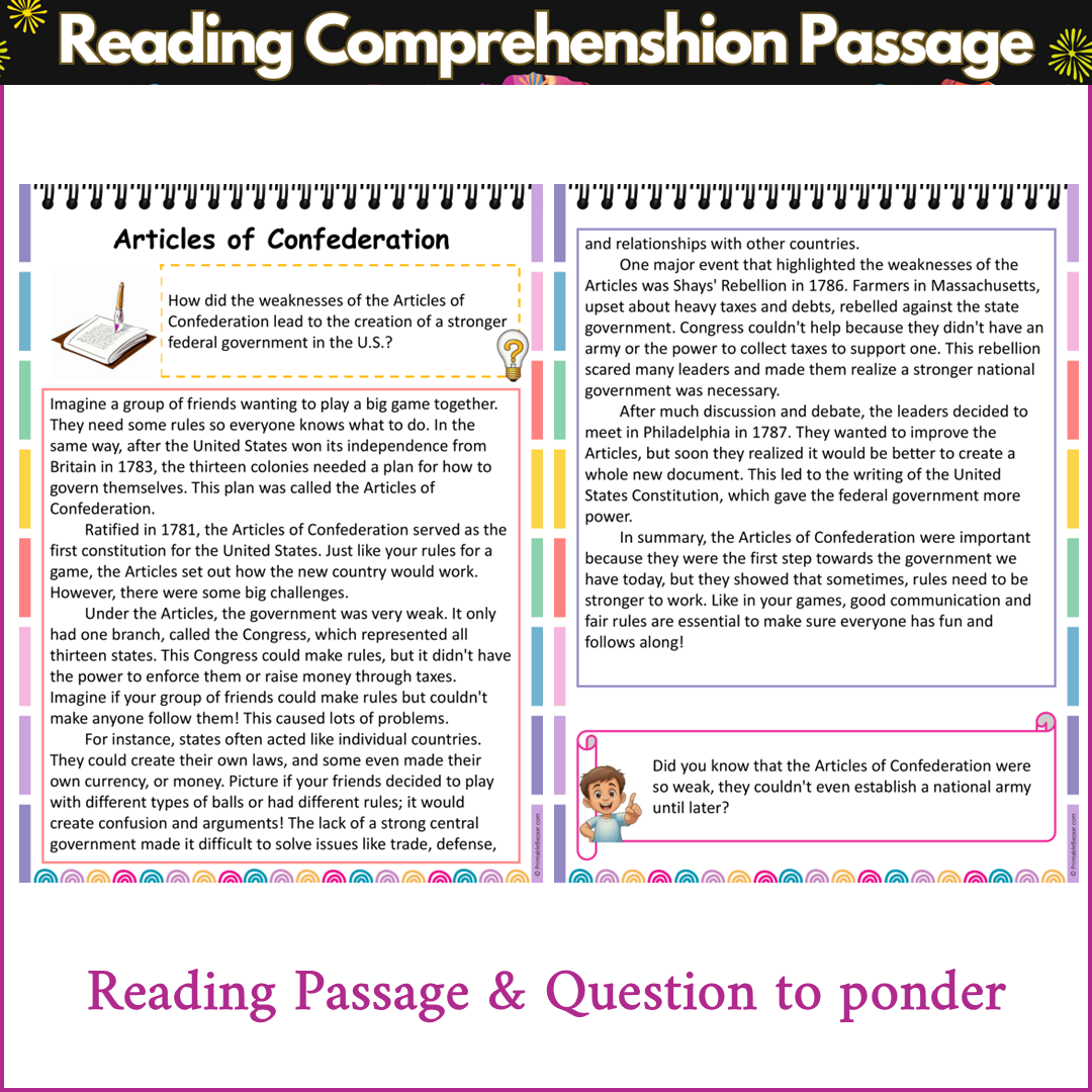 Articles of Confederation | Reading Comprehension Passage and Questions