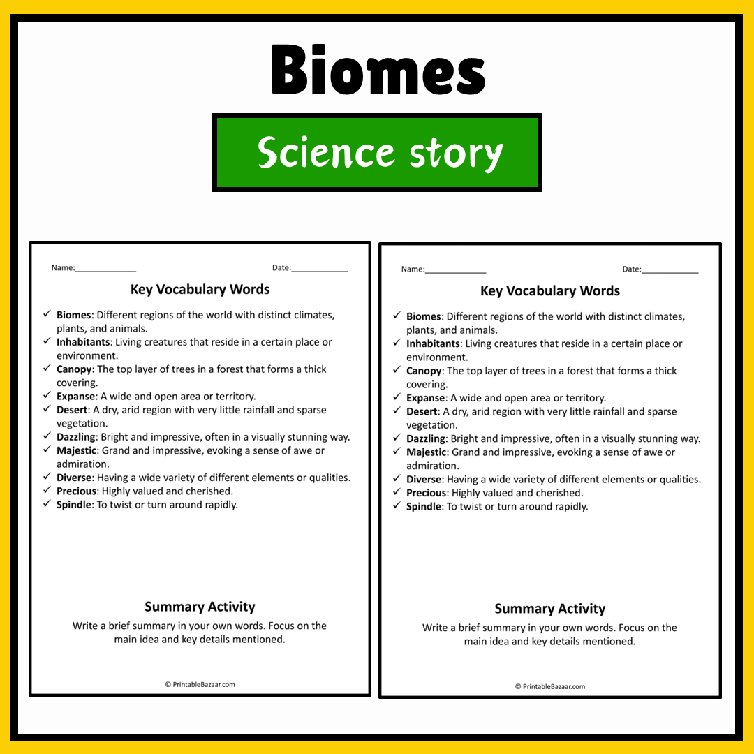 Biomes | Science Story Reading Comprehension Activity