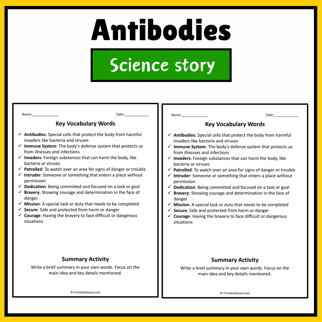 Antibodies | Science Story Reading Comprehension Activity