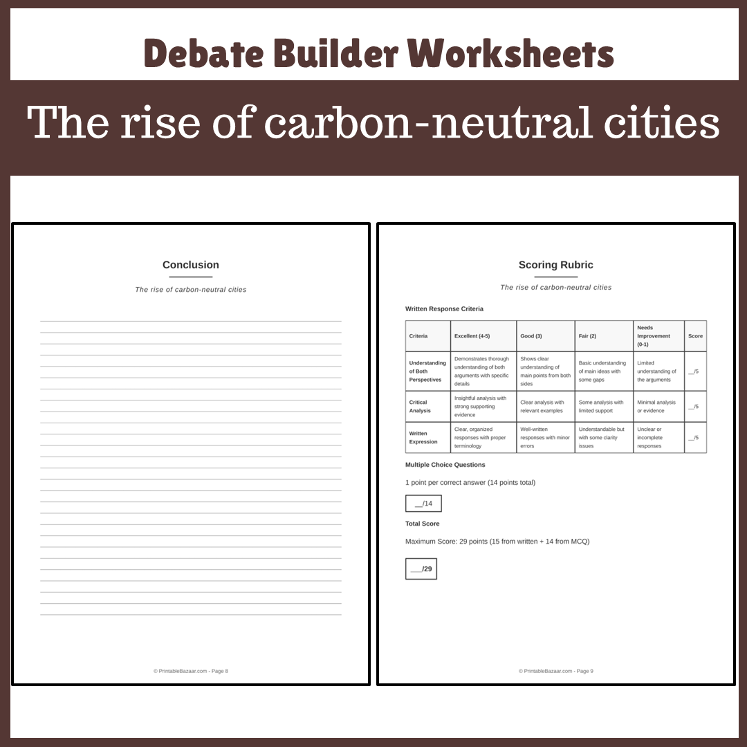 The rise of carbon-neutral cities | Favour and Against Worksheet Printable Activity