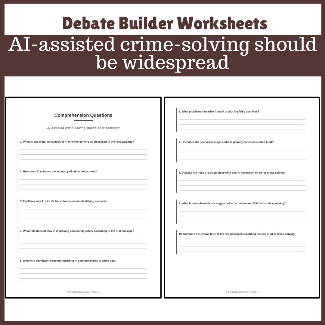 AI-assisted crime-solving should be widespread | Favour and Against Worksheet Printable Activity
