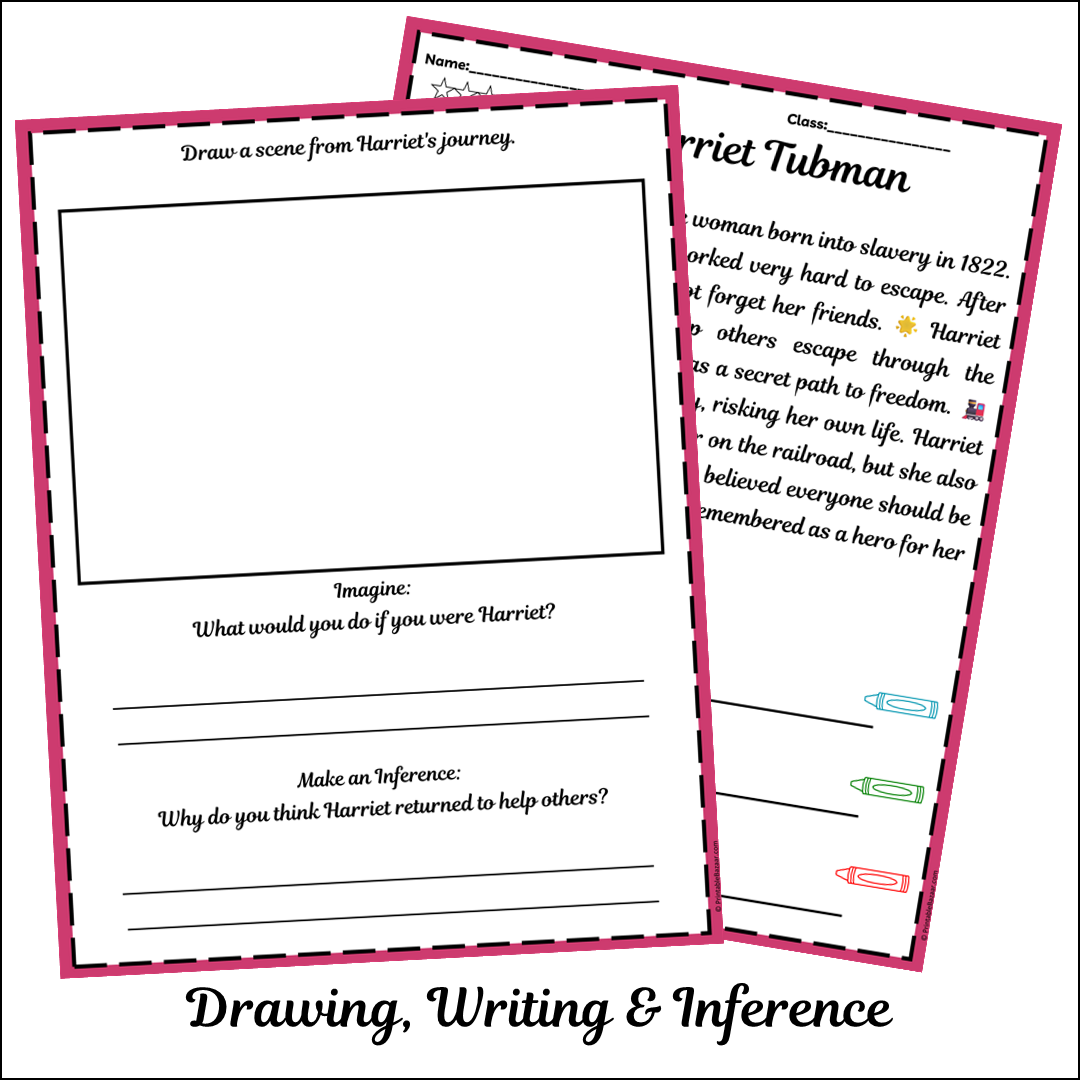 Harriet Tubman | Short Reading Comprehension Creative Worksheet