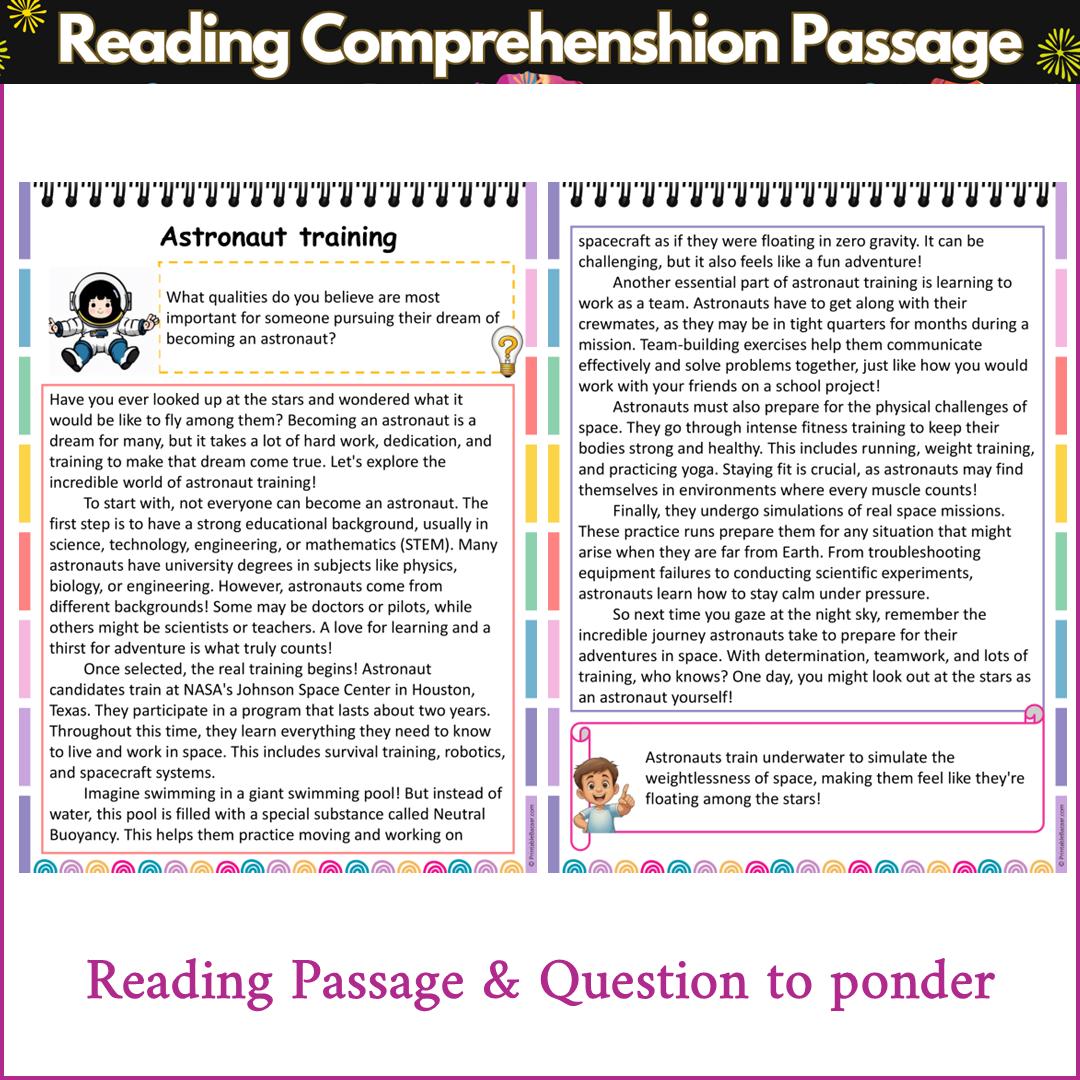 Astronaut training | Reading Comprehension Passage and Questions