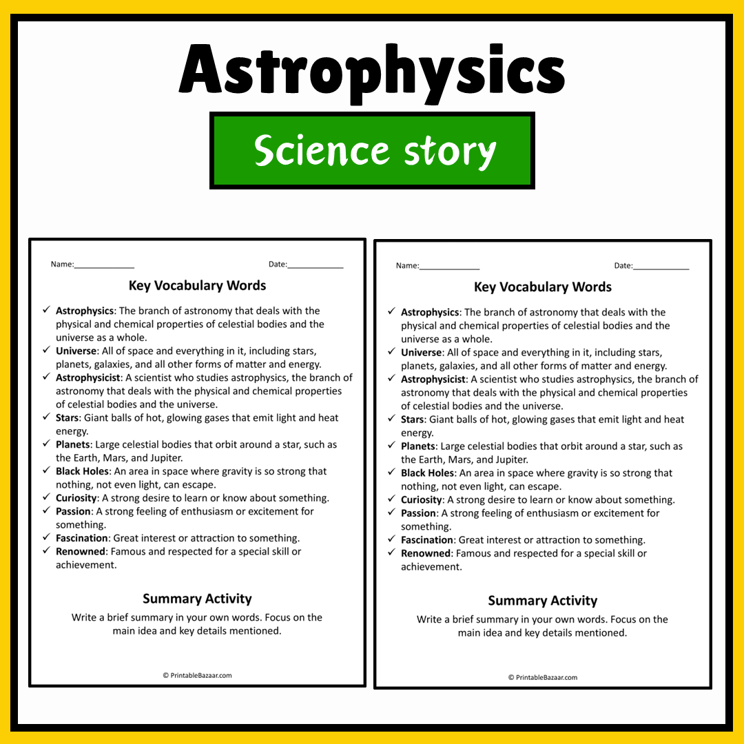 Astrophysics | Science Story Reading Comprehension Activity