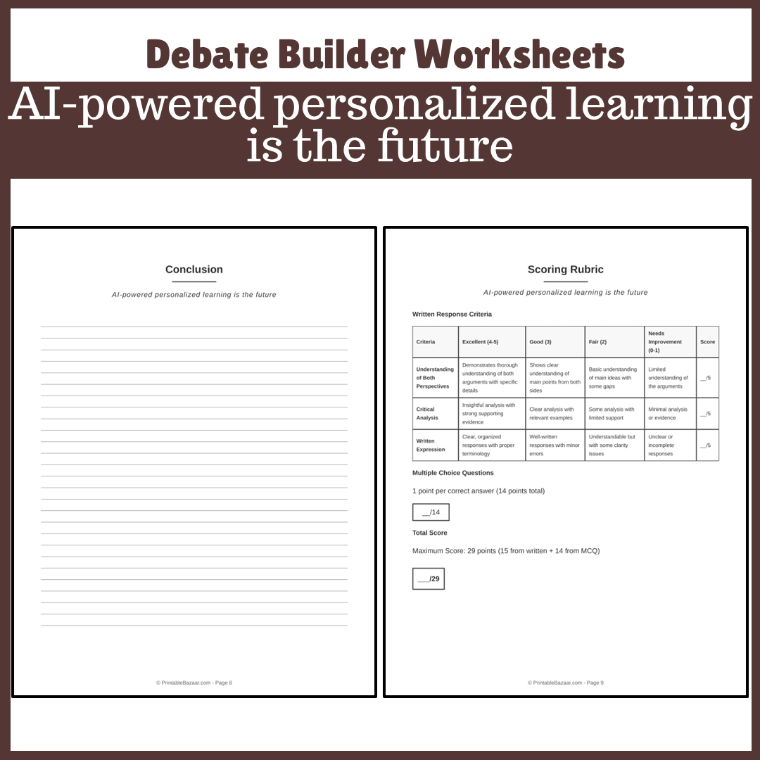 AI-powered personalized learning is the future | Favour and Against Worksheet Printable Activity