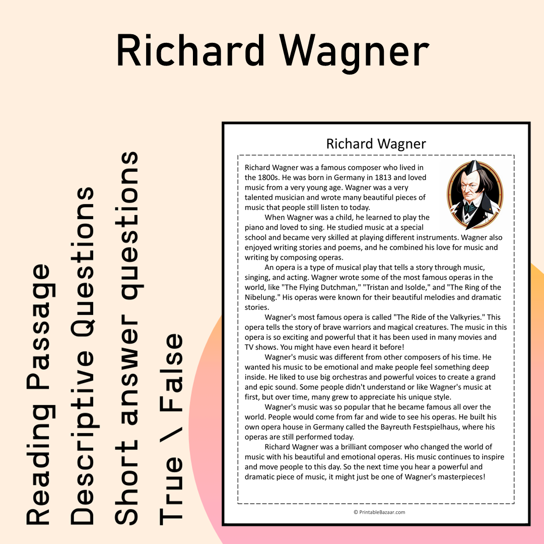 Richard Wagner | Reading Comprehension Passage Printable Activity