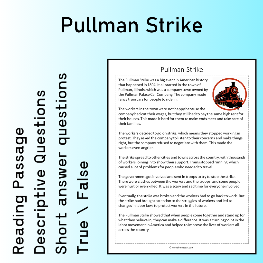 Pullman Strike | Reading Comprehension Passage Printable Worksheet