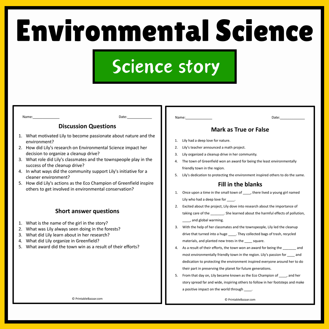 Environmental Science | Science Story Reading Comprehension Activity