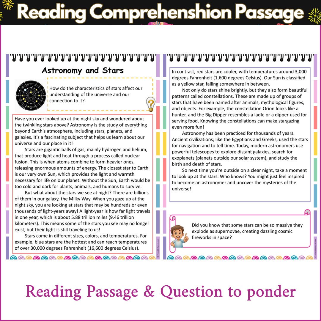 Astronomy and Stars | Reading Comprehension Passage and Questions