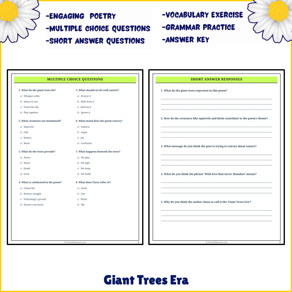 Giant Trees Era | Poem Grammar Worksheet Printable Activity