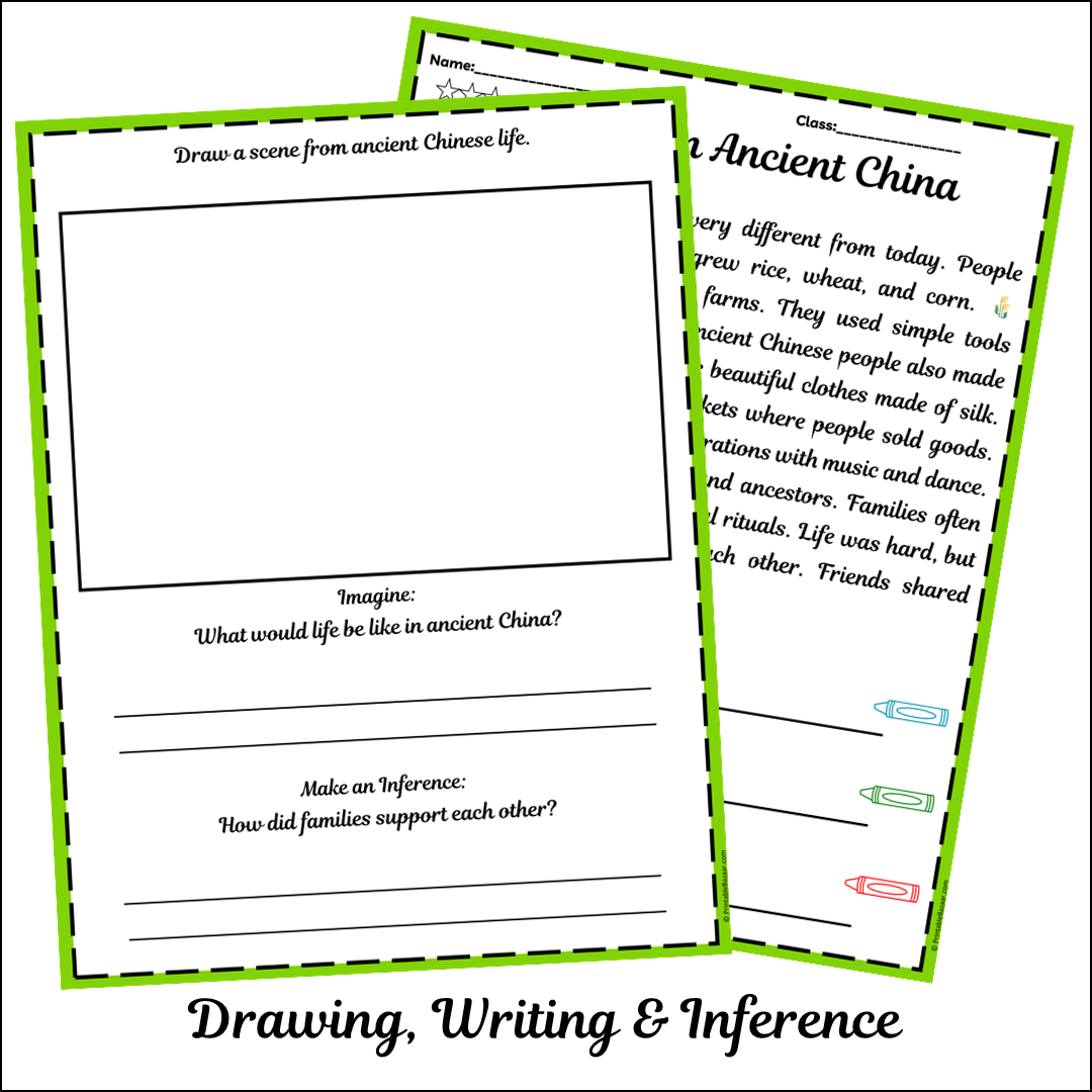 Life in Ancient China | Short Reading Comprehension Creative Worksheet