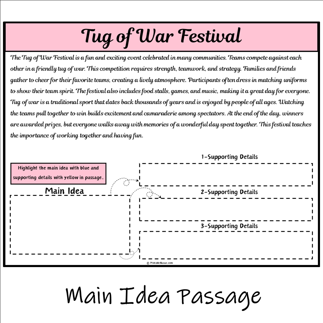 Tug of War Festival | Main Idea and Supporting Details Reading Passage and Questions