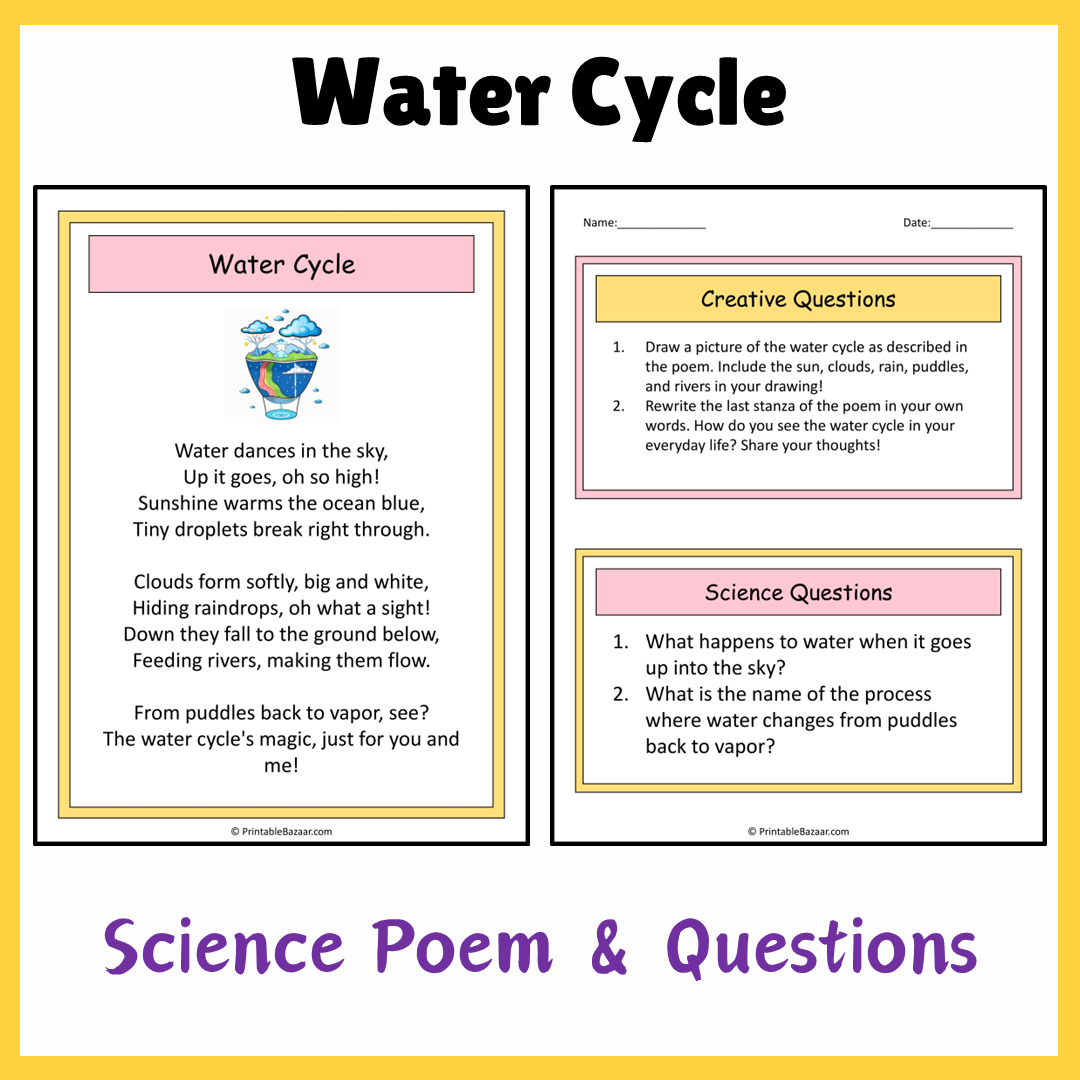 Water Cycle | Science Poem Reading Comprehension Activity