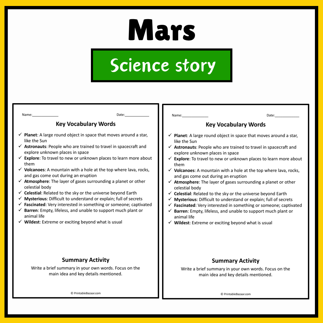 Mars | Science Story Reading Comprehension Activity