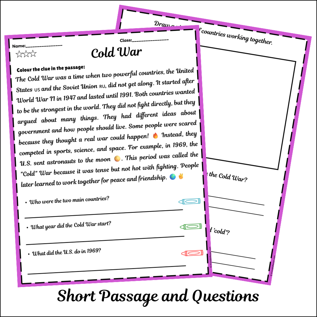 Cold War | Short Reading Comprehension Creative Worksheet